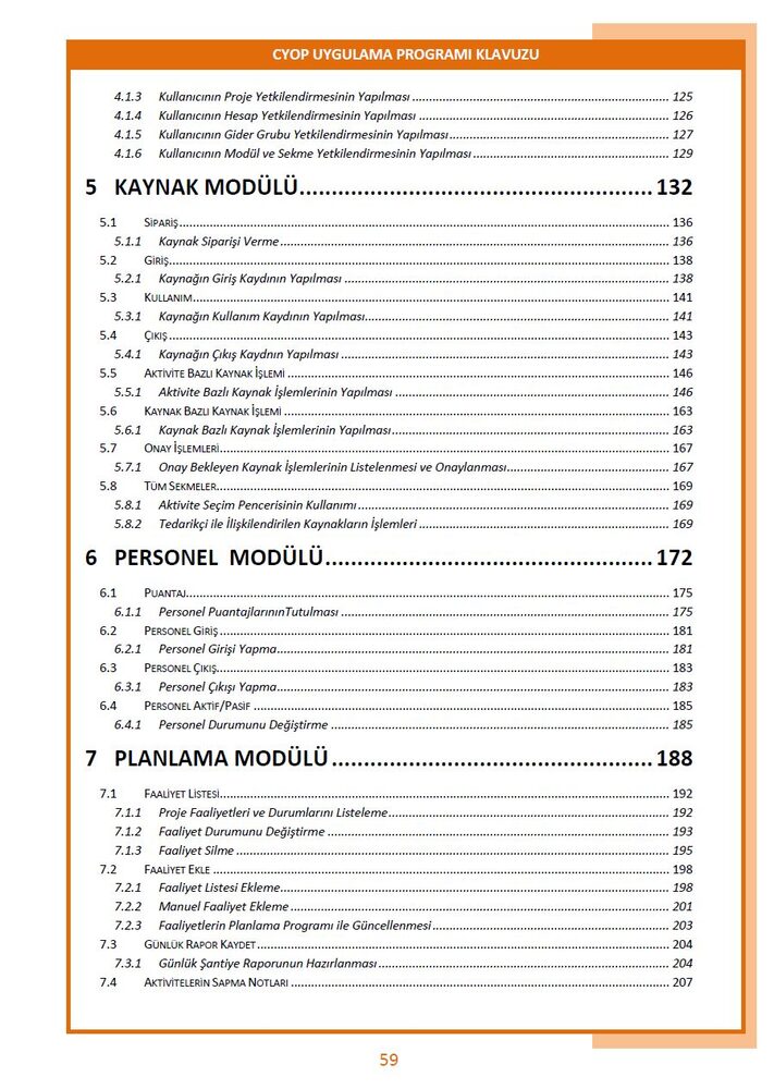 CYOP proje yönetimi ekranı